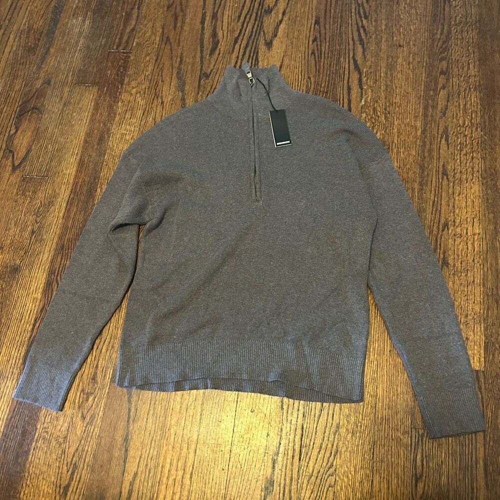Monrow Cotton Cashmere Half Zip Sweater